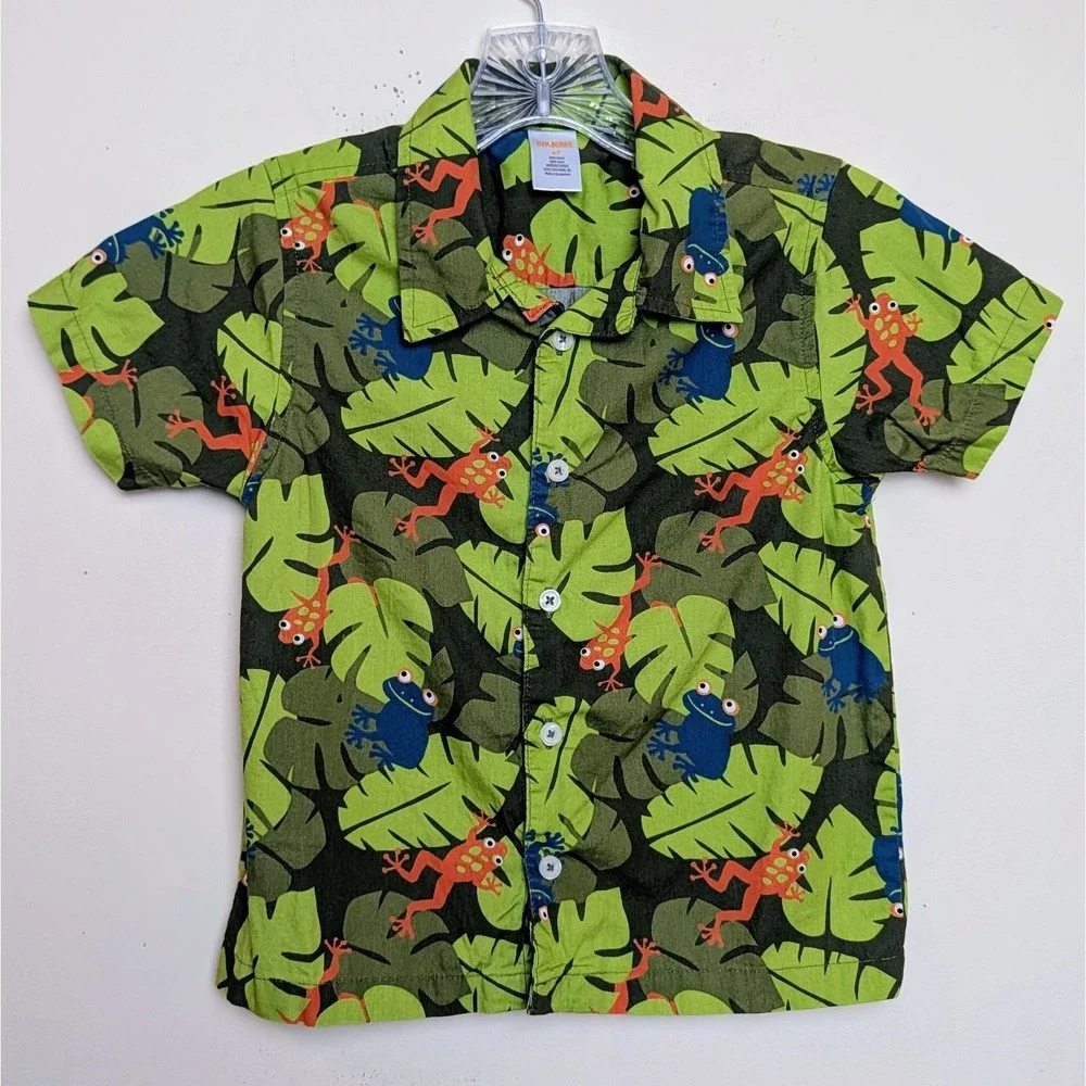 Gymboree Jungle Explorer Tree Frogs Friends Button Up 2012 Boys Size 4T